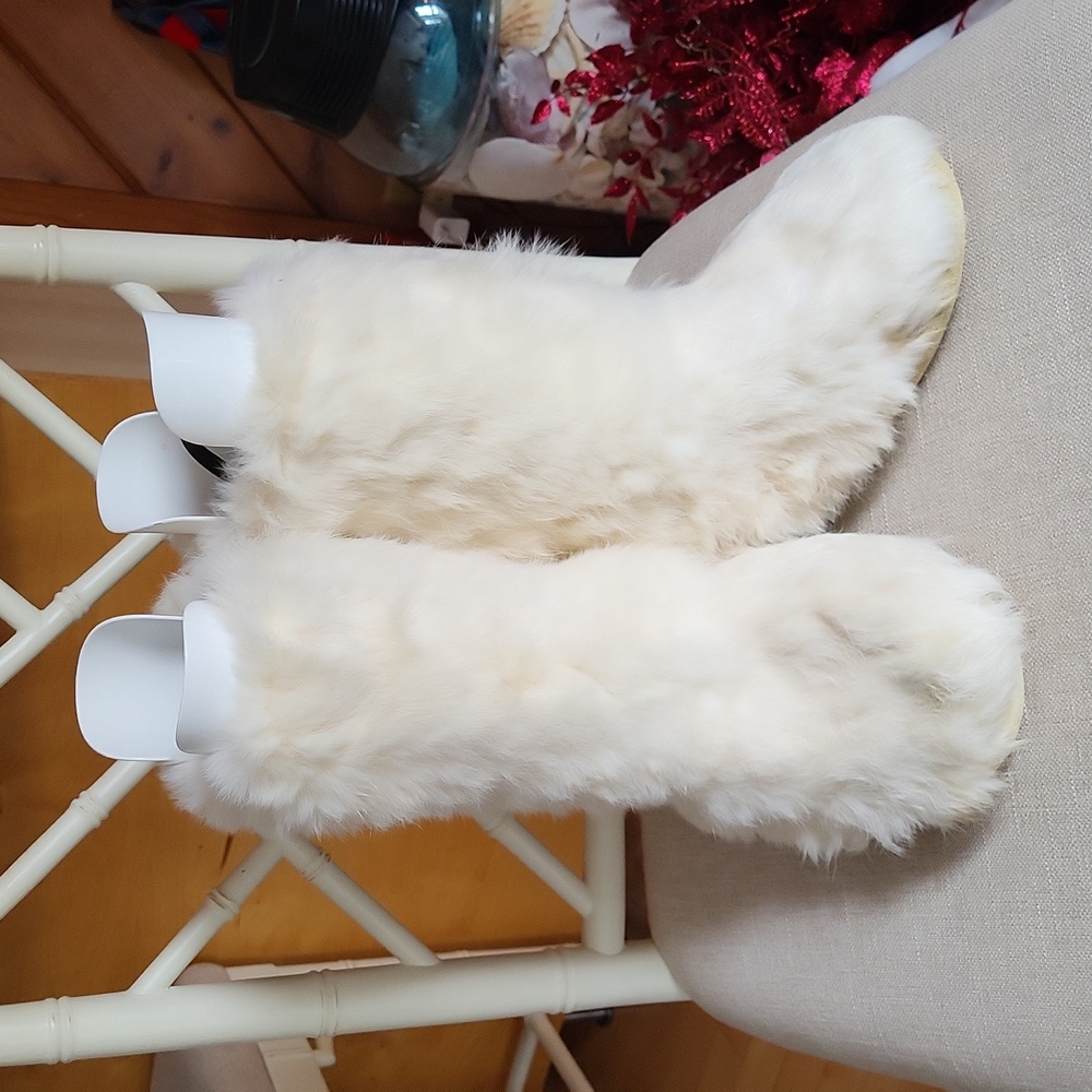 SNOWBUNNY BOOTS real rabbit fur 13" high very warm